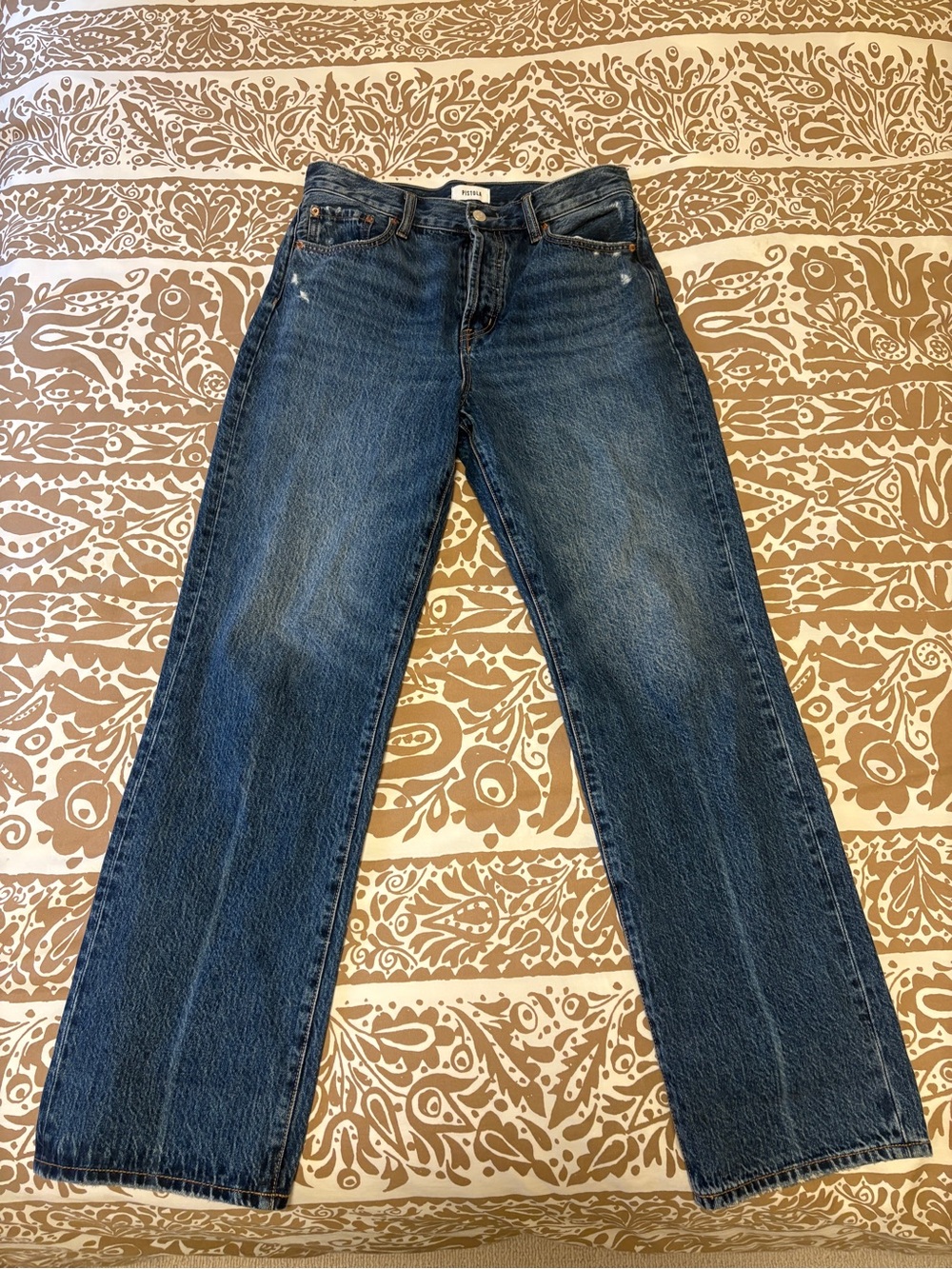 Pistola Dark Blue Wide Leg Jeans - High Rise, button fly.